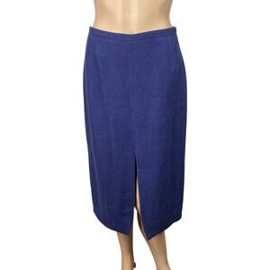 Michael Kors Collection Italy Navy Blue Linen Pencil Skirt SZ 4